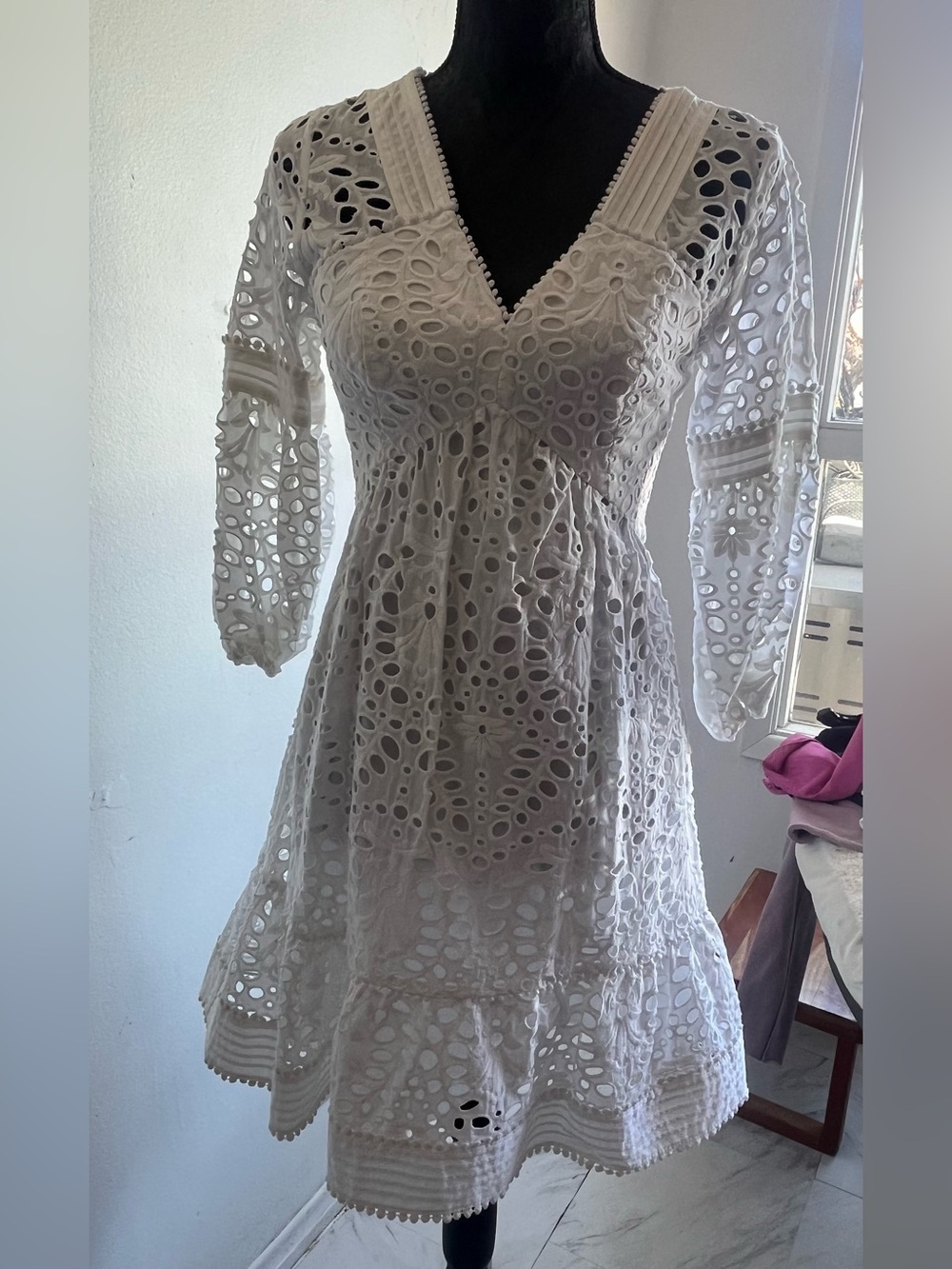 Lilly Pulitzer White Eyelet V-Neck Women's Dress